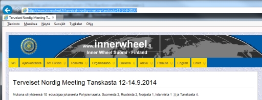 URL-kopiointi IE selaimesta (kuvassa aktivoituna sinisenä)